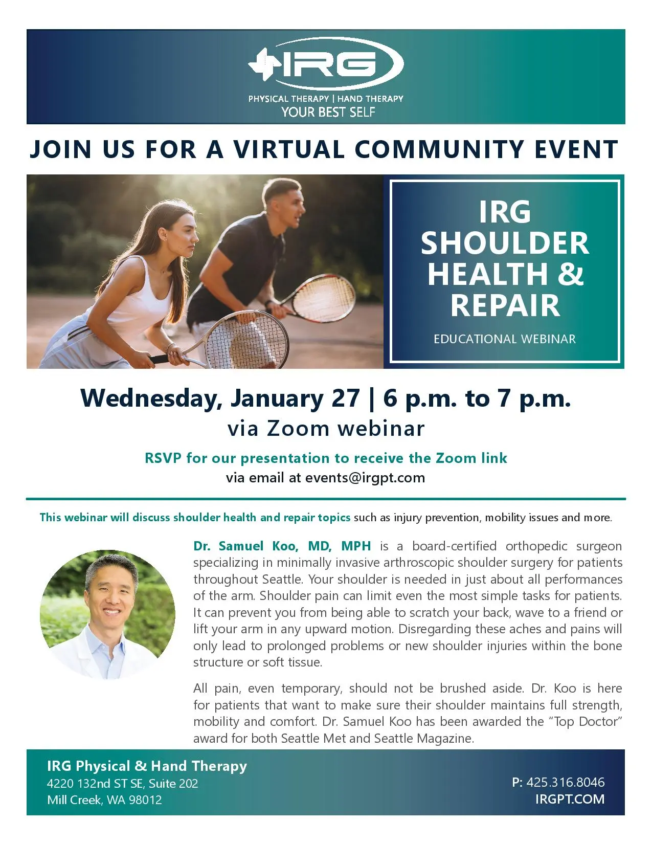 Dr. Koo Shoulder Health & Repair Flyer