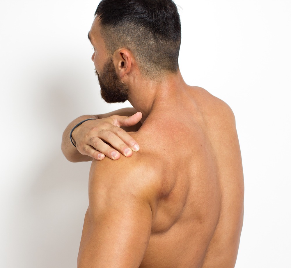 man with dislocation of the shoulder joint